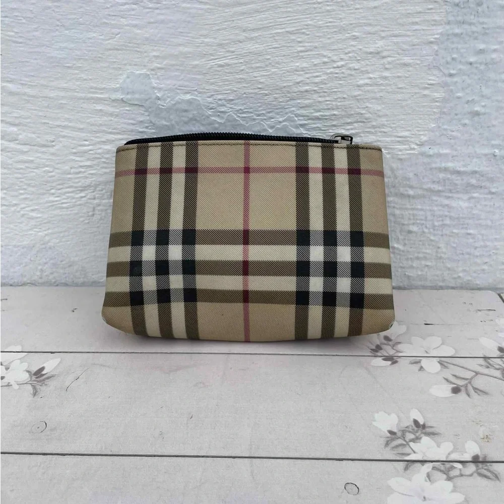 Burberry Beige and Black Check Cosmetic Bag